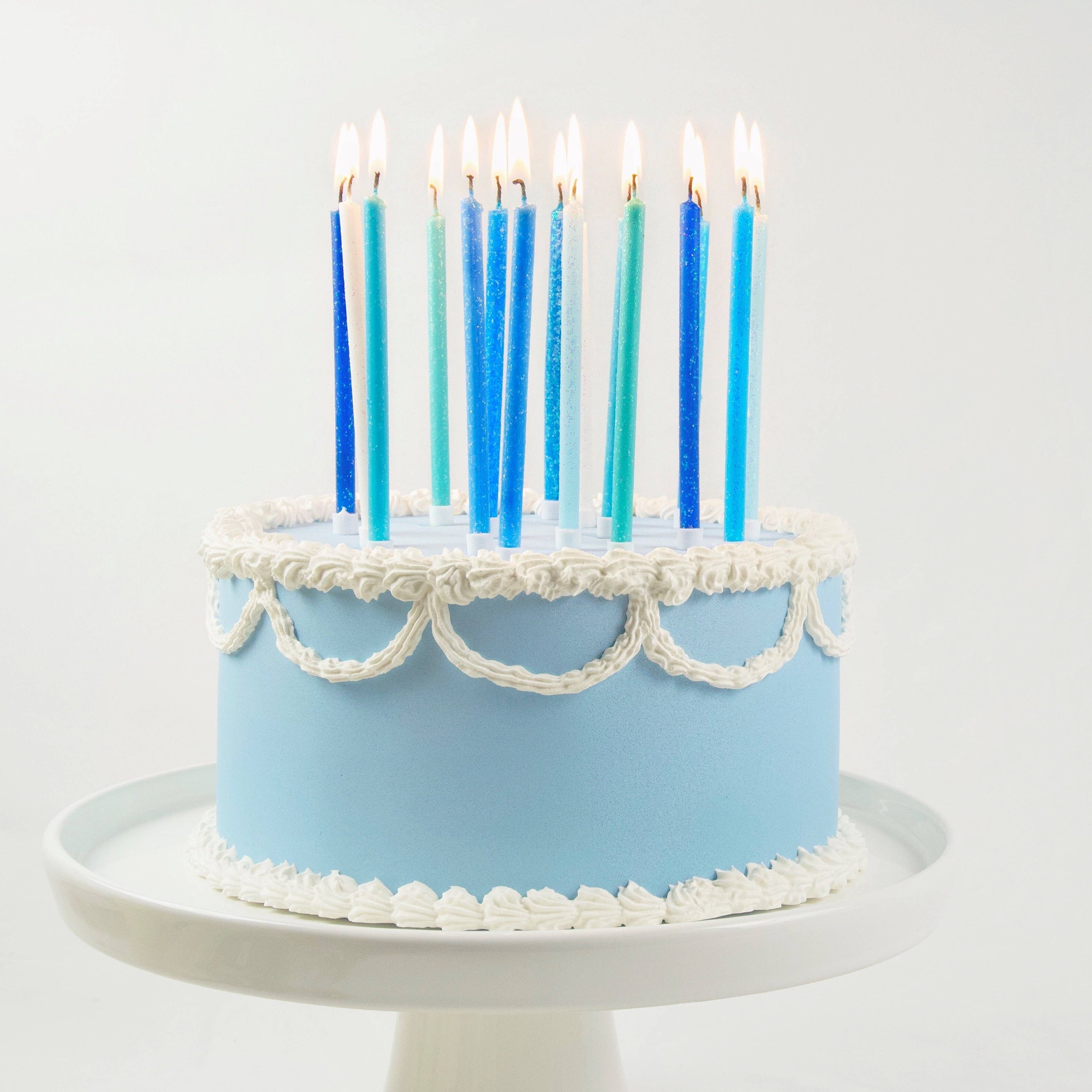 Blue Gradient Glitter Birthday Candles
