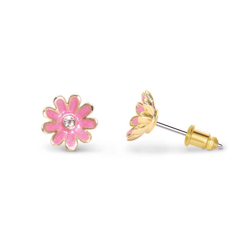 Pink Daisy Pierced Earrings