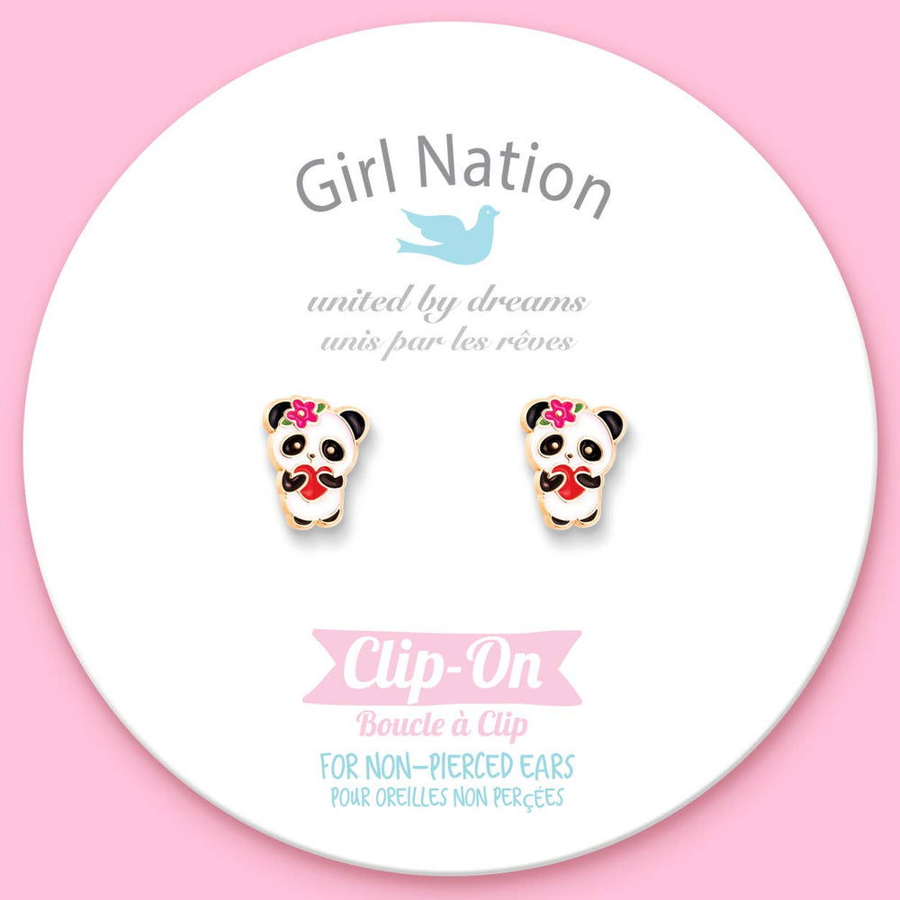 Panda Love Clip On Earrings