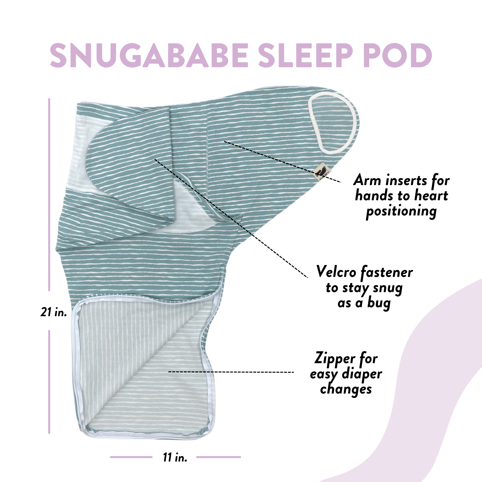 Green Stripes Snugababe Swaddle™ Sleep Pod