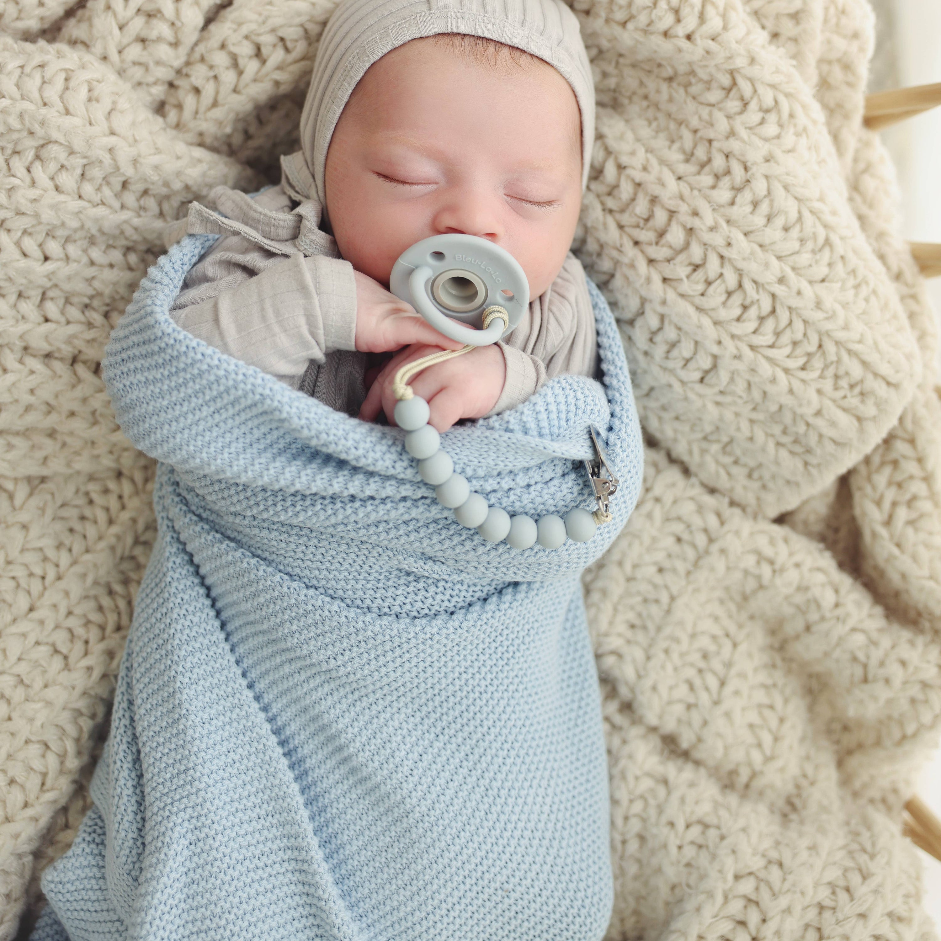 Organic Cotton Baby Blanket: Sky Blue