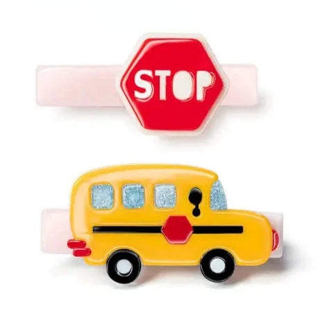 School Bus & Stop Sign Alligator Clips (2)