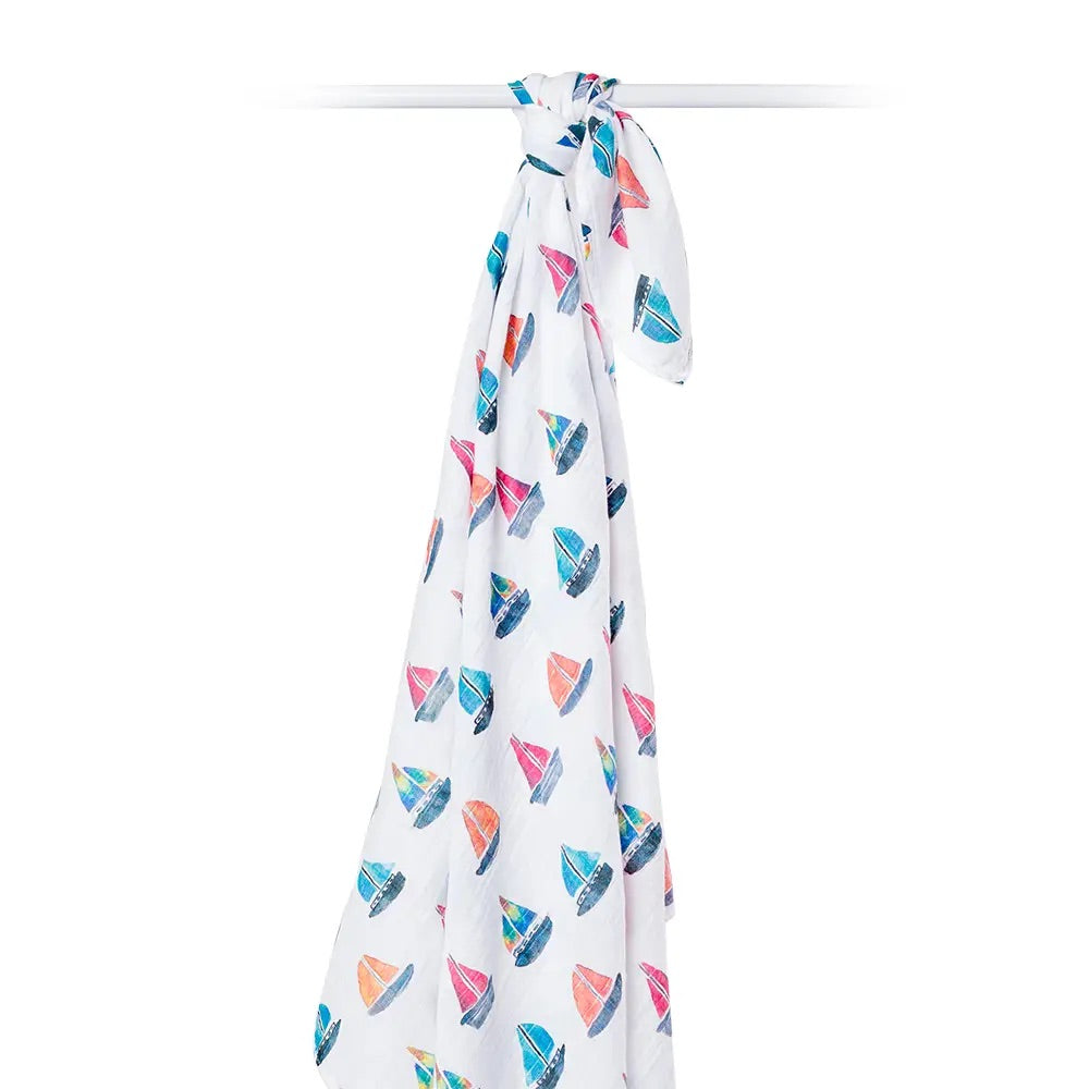 Bright Sailboats Swaddle Blanket