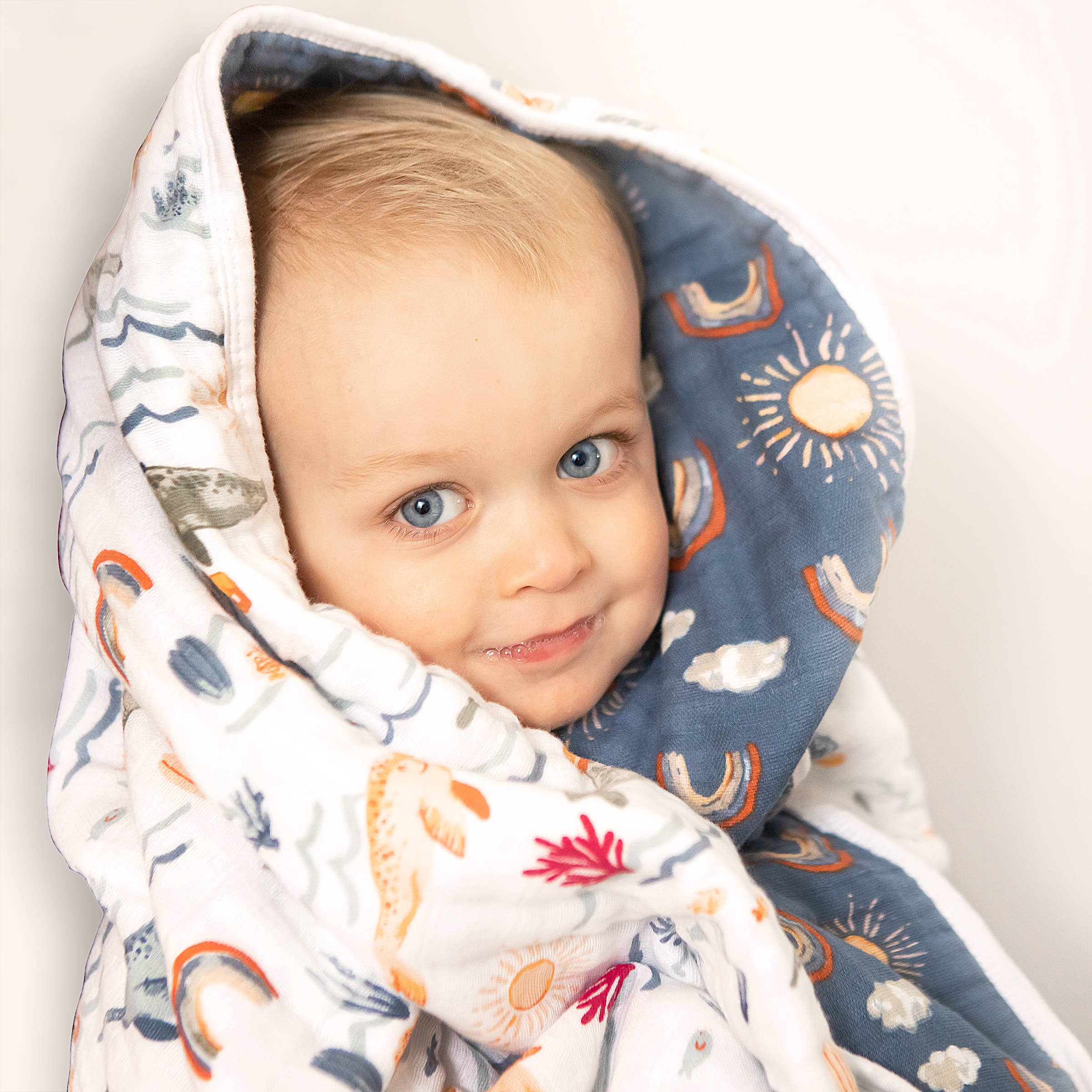 Narwhal + Hello Sunshine Muslin Snuggle Blanket