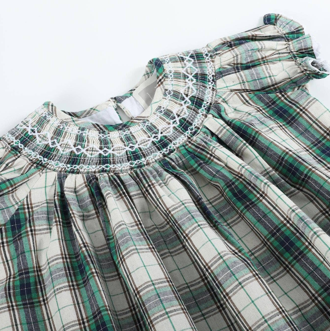 Christmas Tartan Bishop Smocked Dress