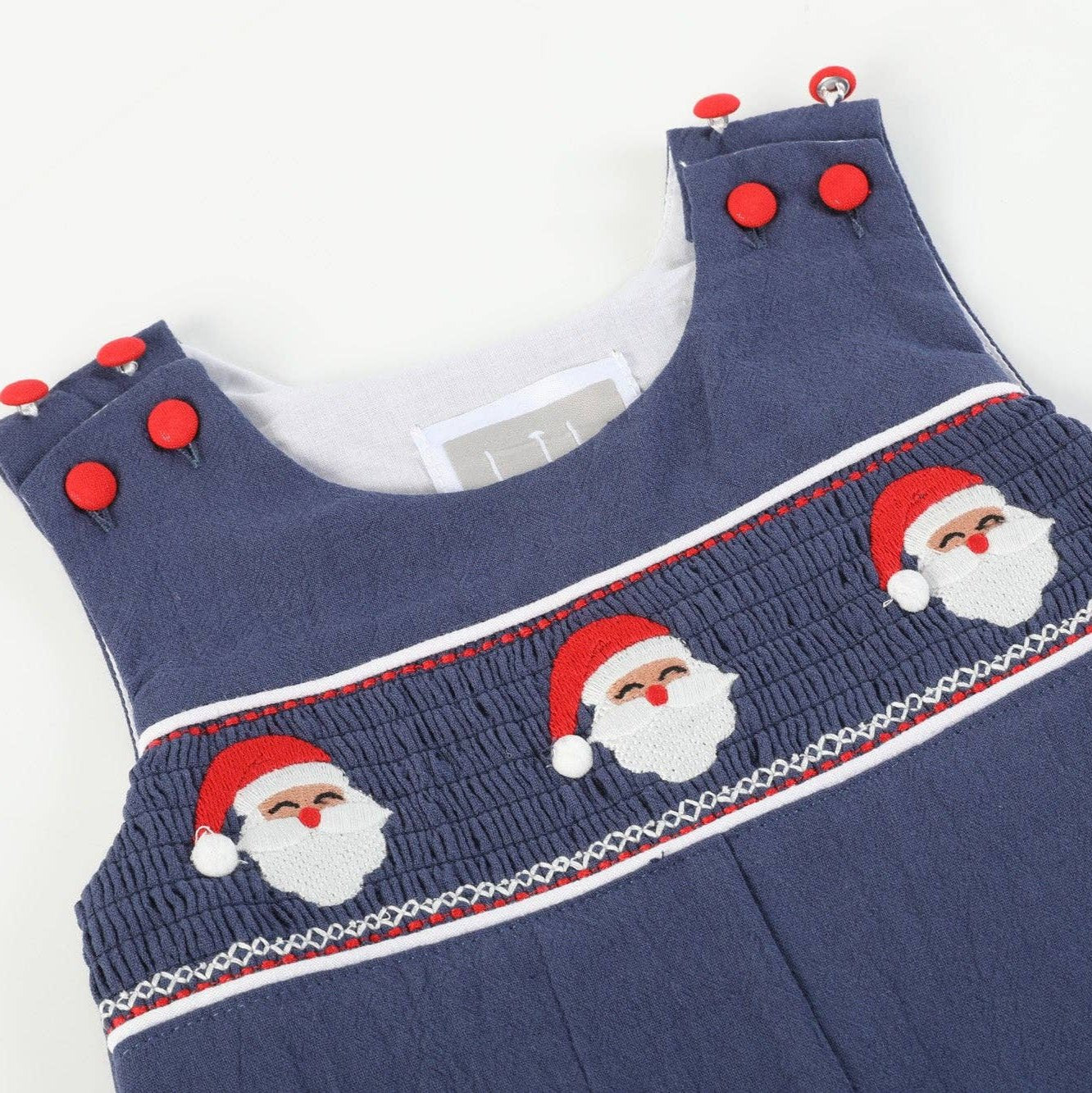 Navy Blue Santa Smocked Overalls