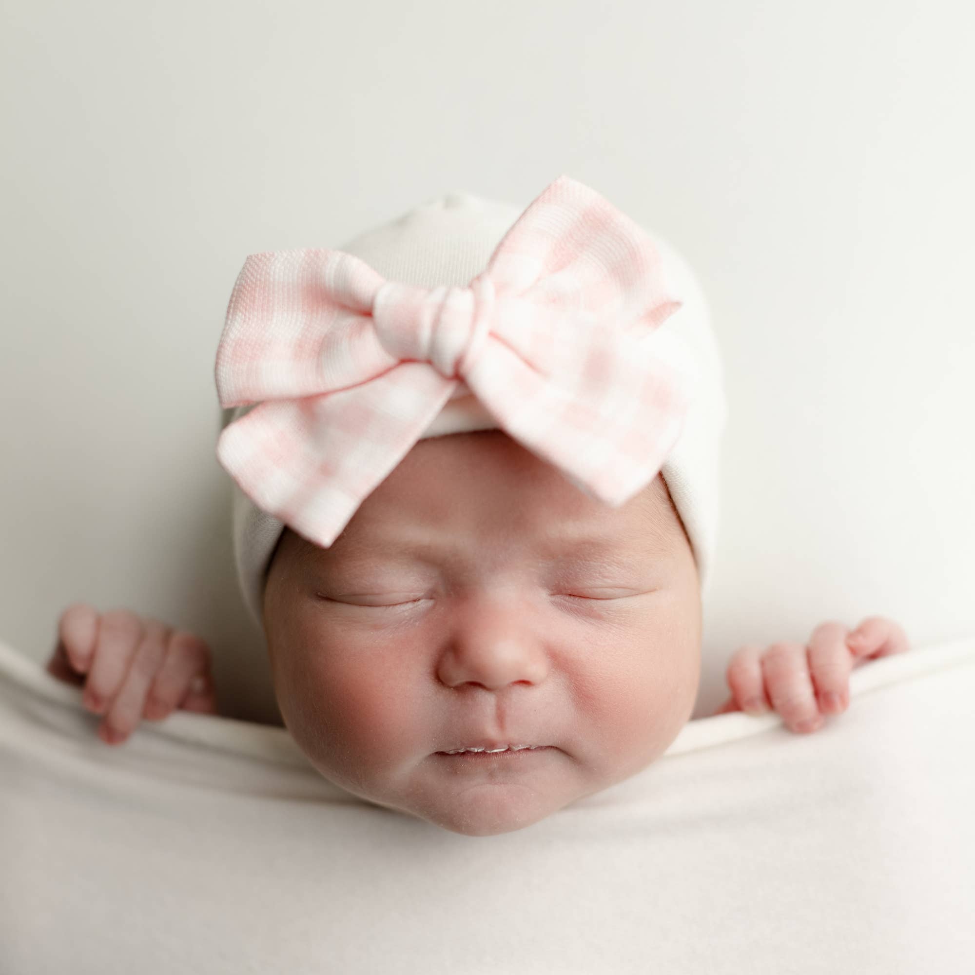 Muslin Bow Hat - Pink Gingham