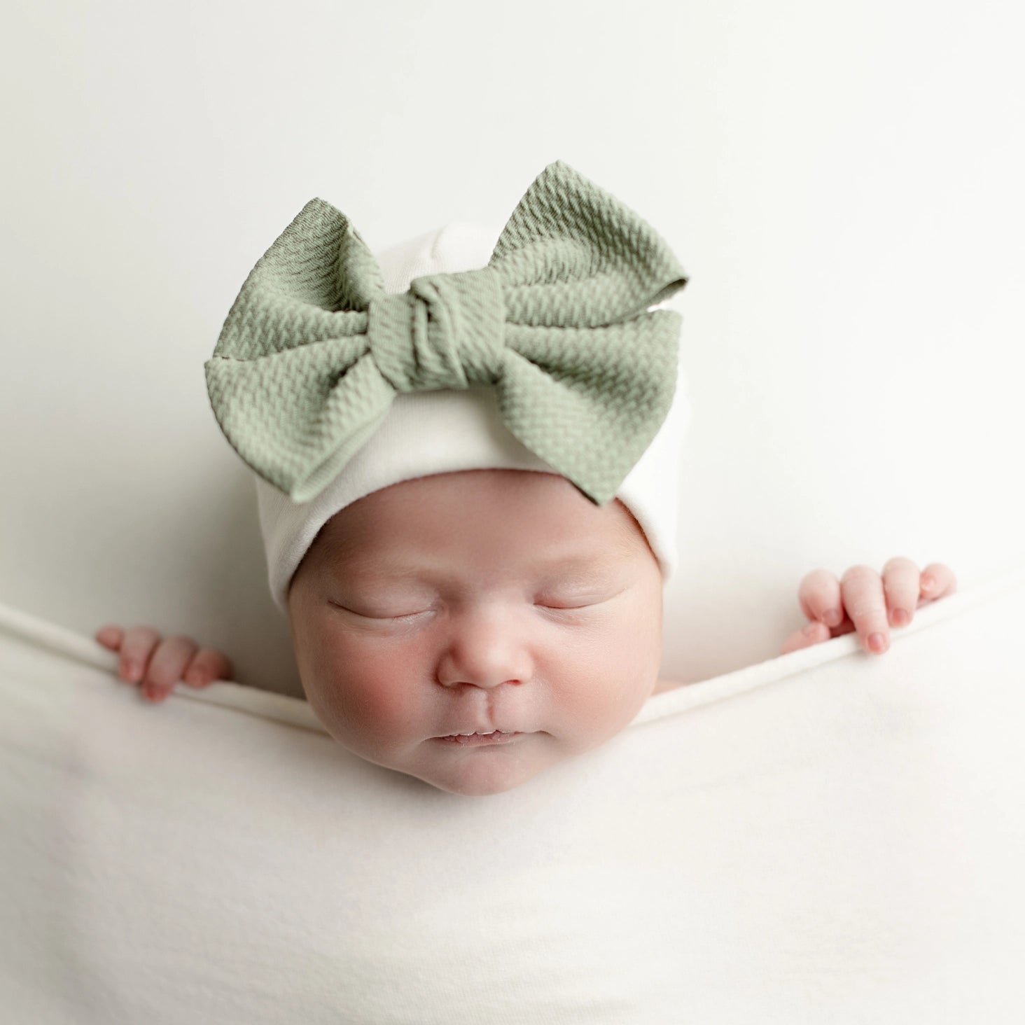 Baby Hat - Poppy Bow - Sage
