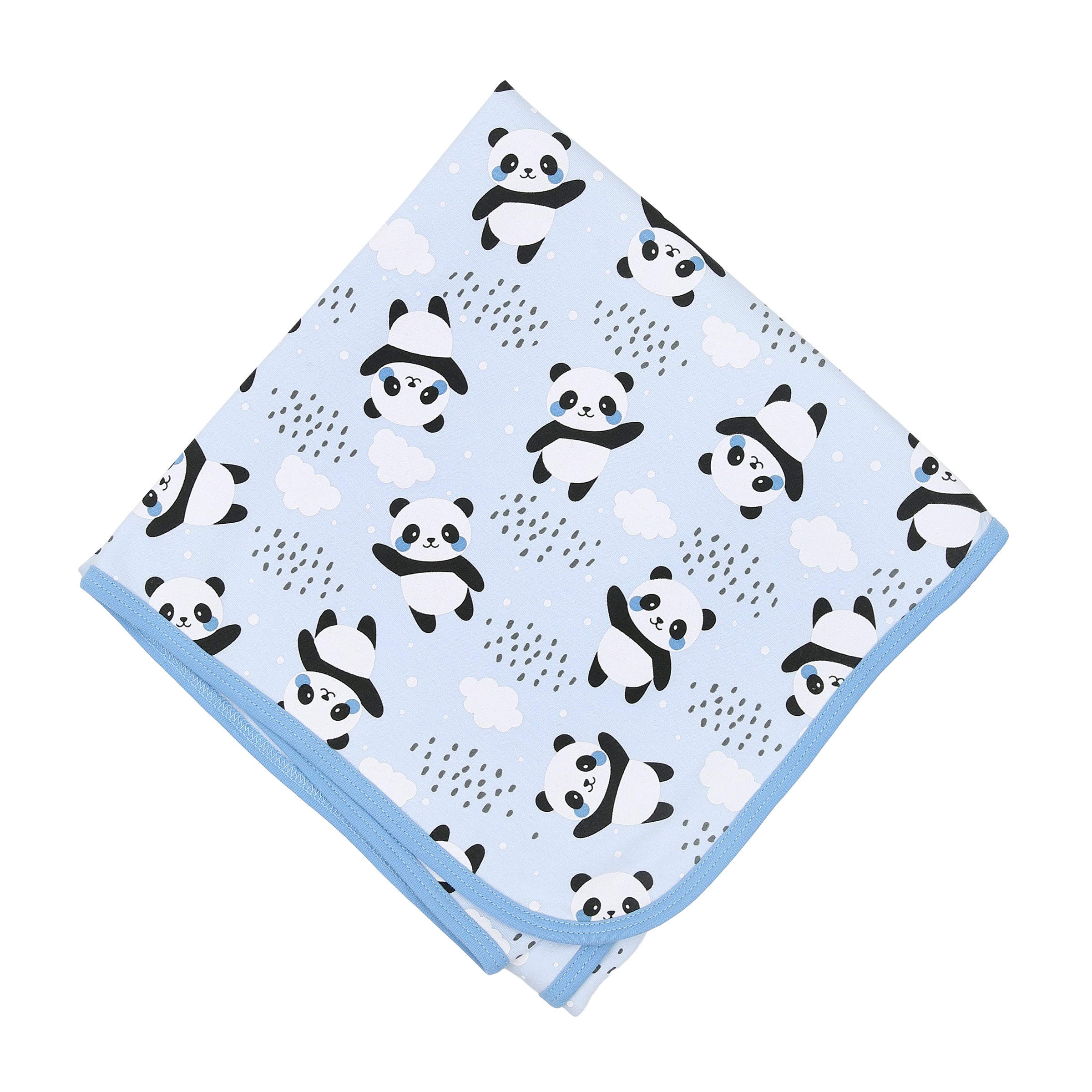 Panda Love Bamboo Receiving Blanket - Blue