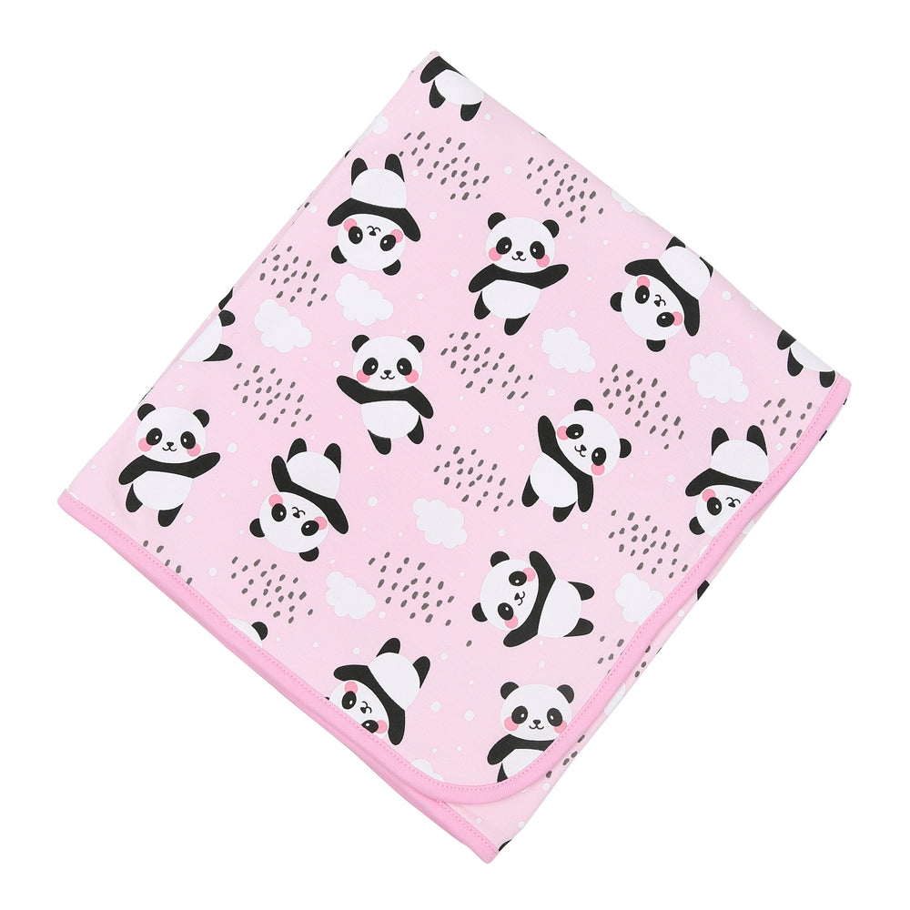 Panda Love Bamboo Receiving Blanket - Pink