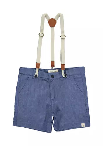 Blue Gauze Captain Suspender Shorts