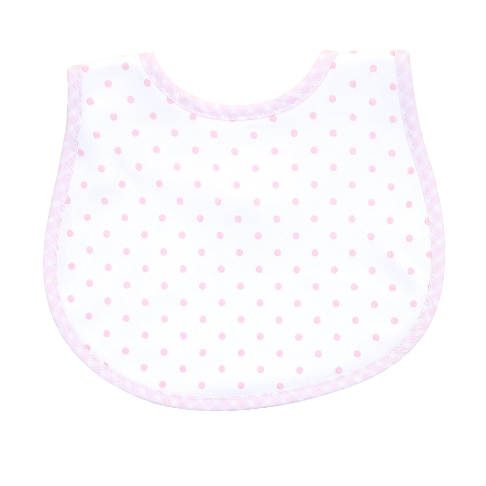 Gingham Dots Bib + Hat + Burp Cloth Set - Pink