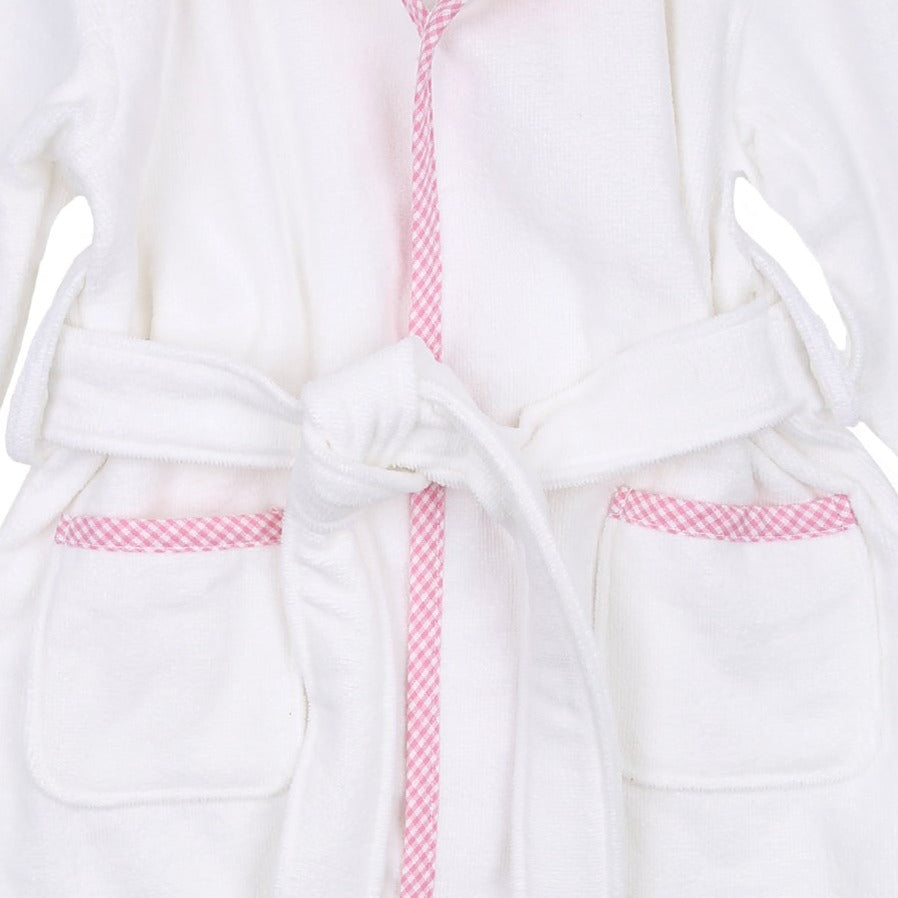 Gingham Essentials White Pink Bathrobe