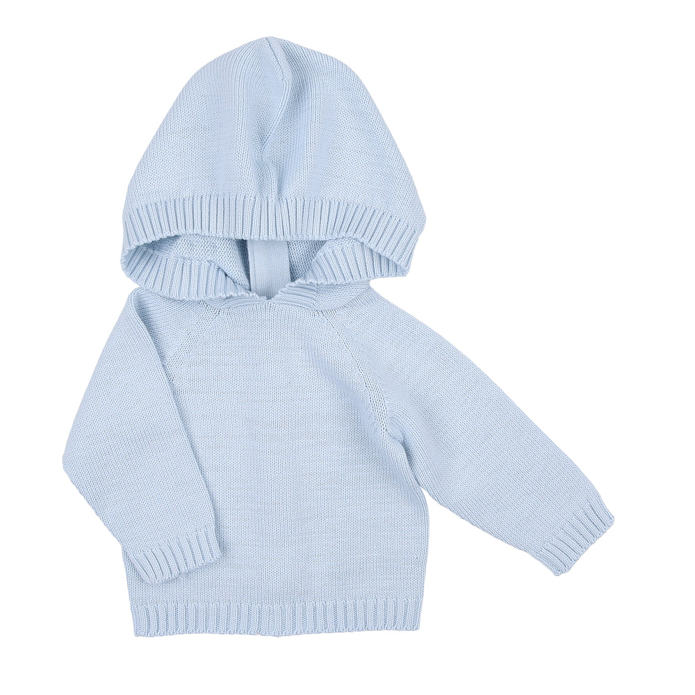Essentials Knits Hooded Back Zip Pullover - Blue