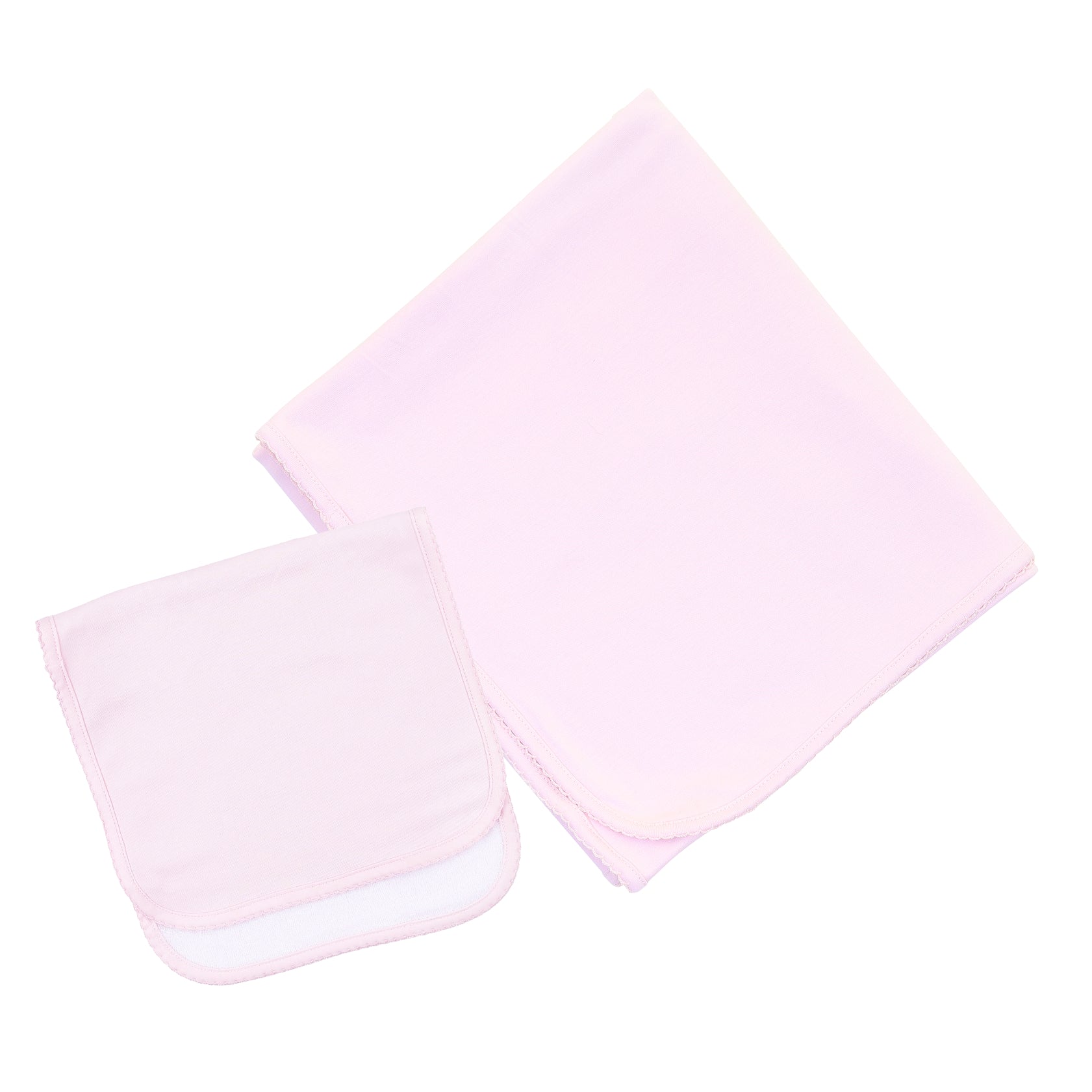 Pink Blanket + Burp Cloth Set - Pink