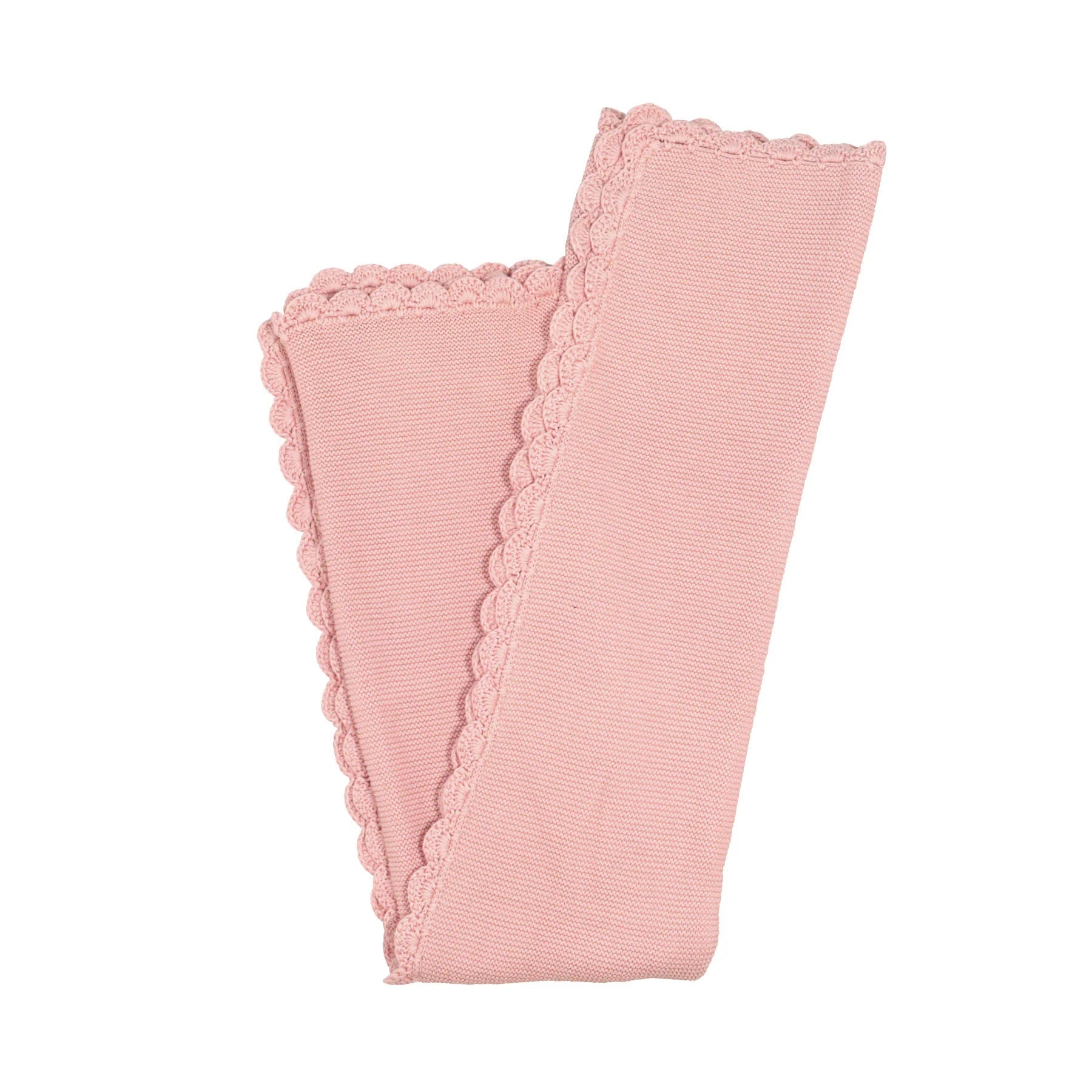 Organic Cotton Scallop Edge Knit Blanket - Pink
