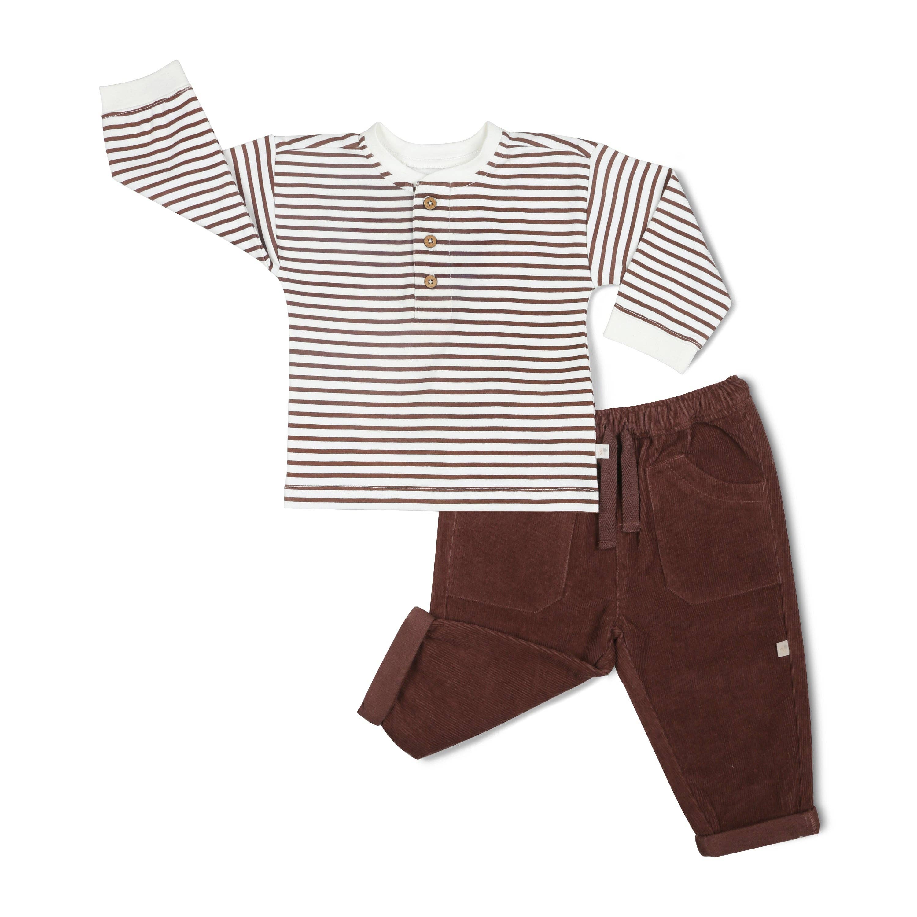 Tee & Corduroy Pant Set - Plum