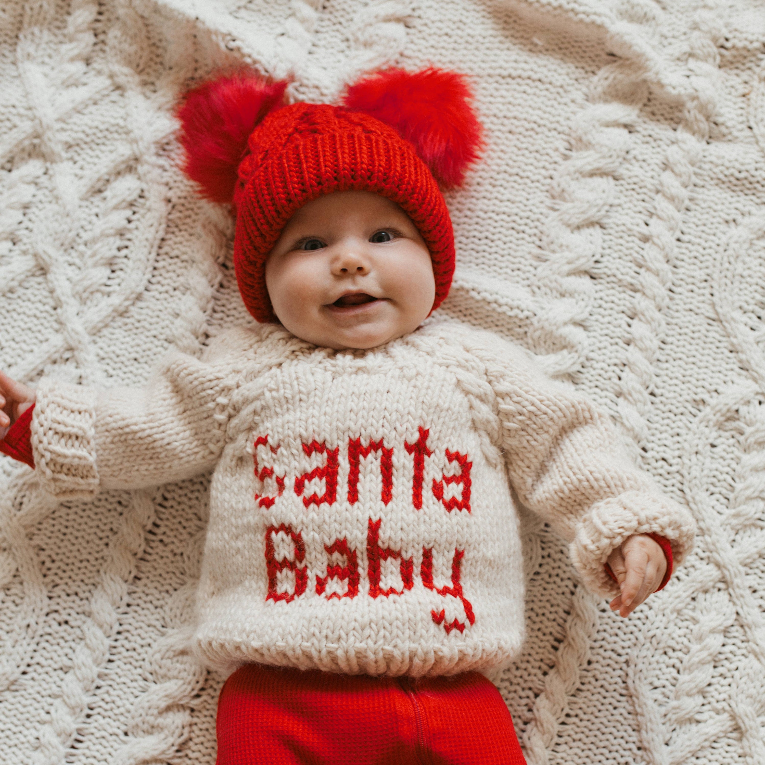 Red Pom Pom Hat Baby & Kids