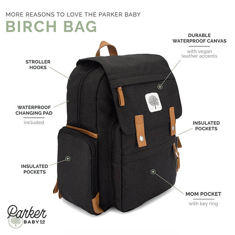 Birch Bag Diaper Bag Backpack - Black