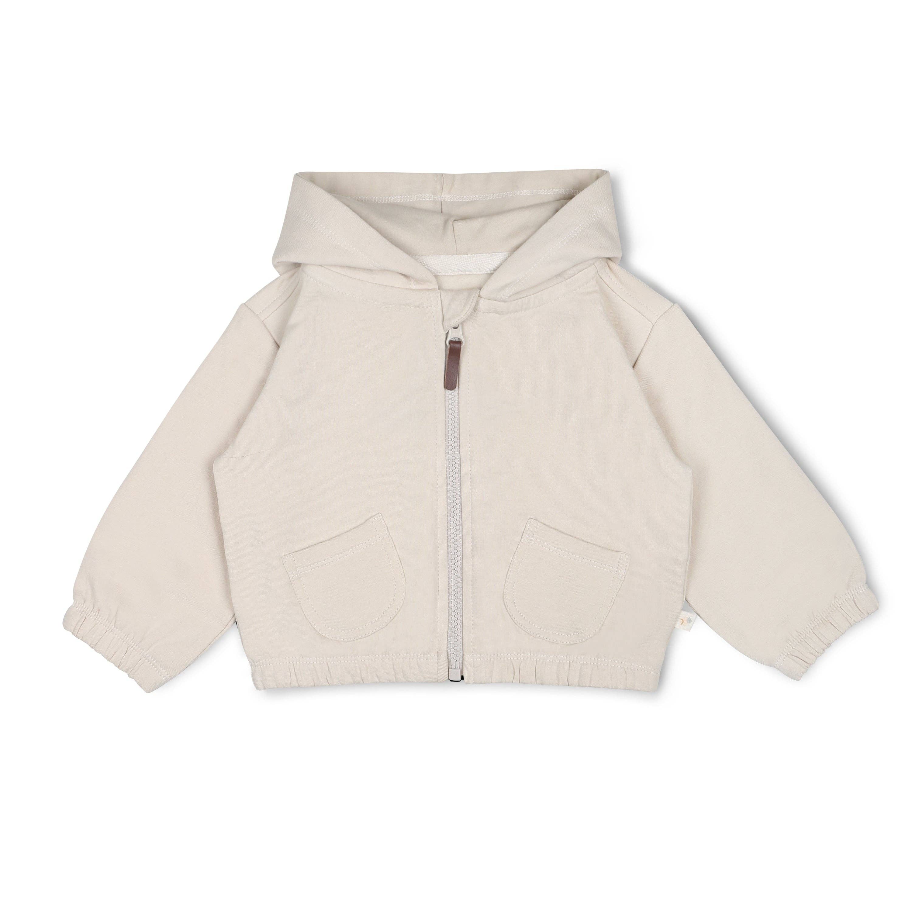 Zip Front Fleece Hooded Jacket - Oat