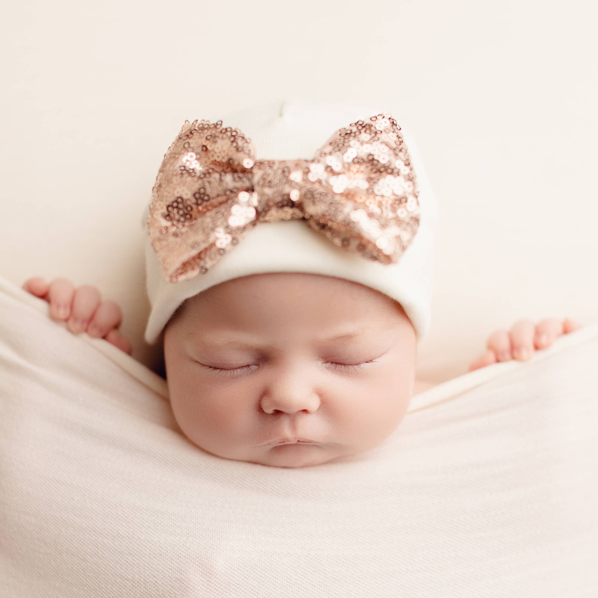 Baby Hat - Shimmer Bow - Rose Gold