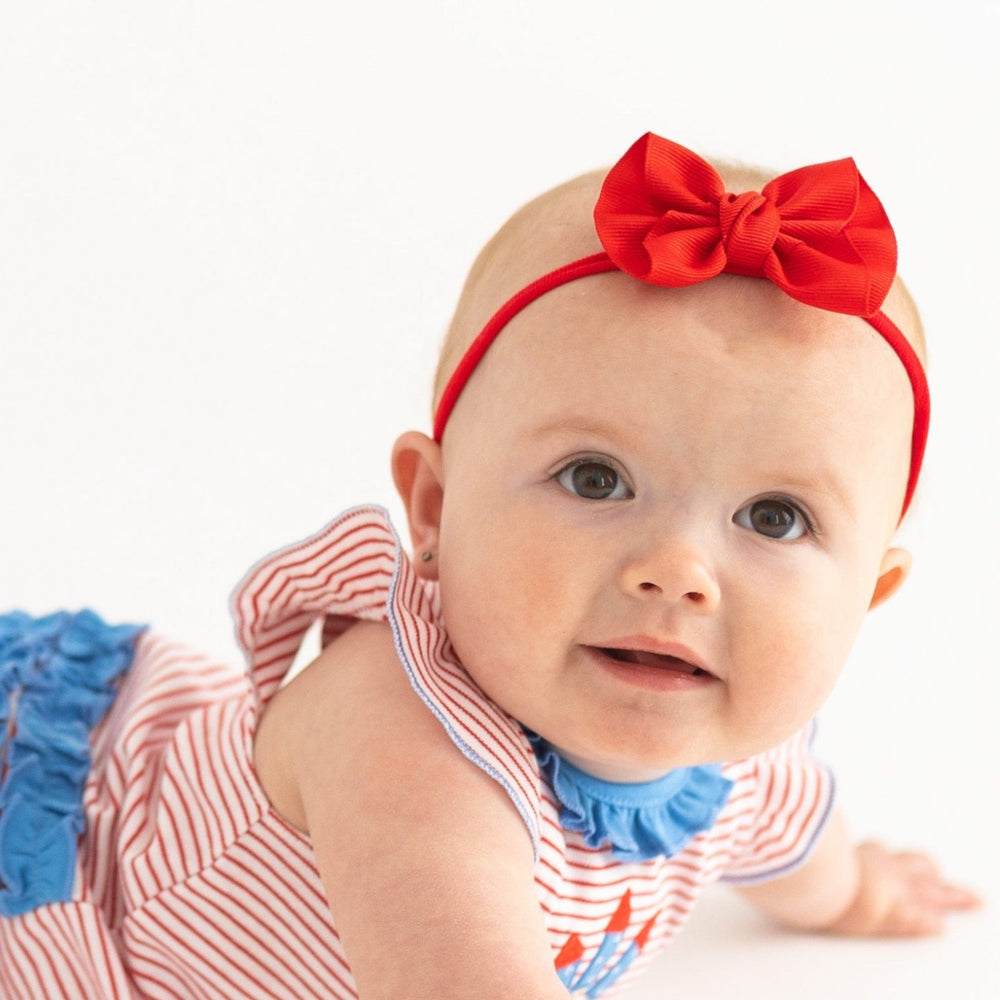 Anne Red Headband with Grosgrain Bow