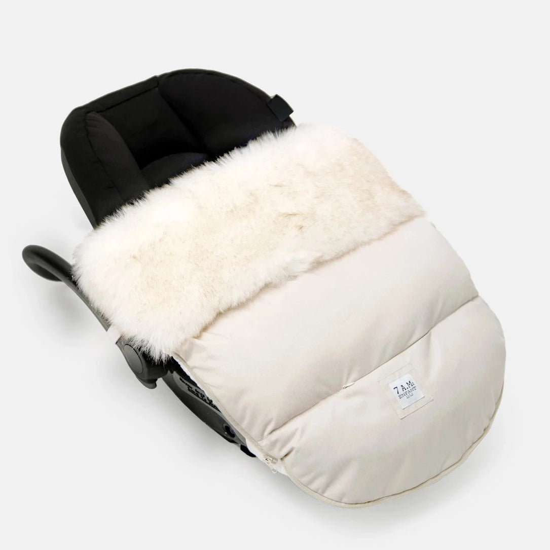 3-in-1 Plush Sleeping Bag & Footmuff with Hand muff - Beige