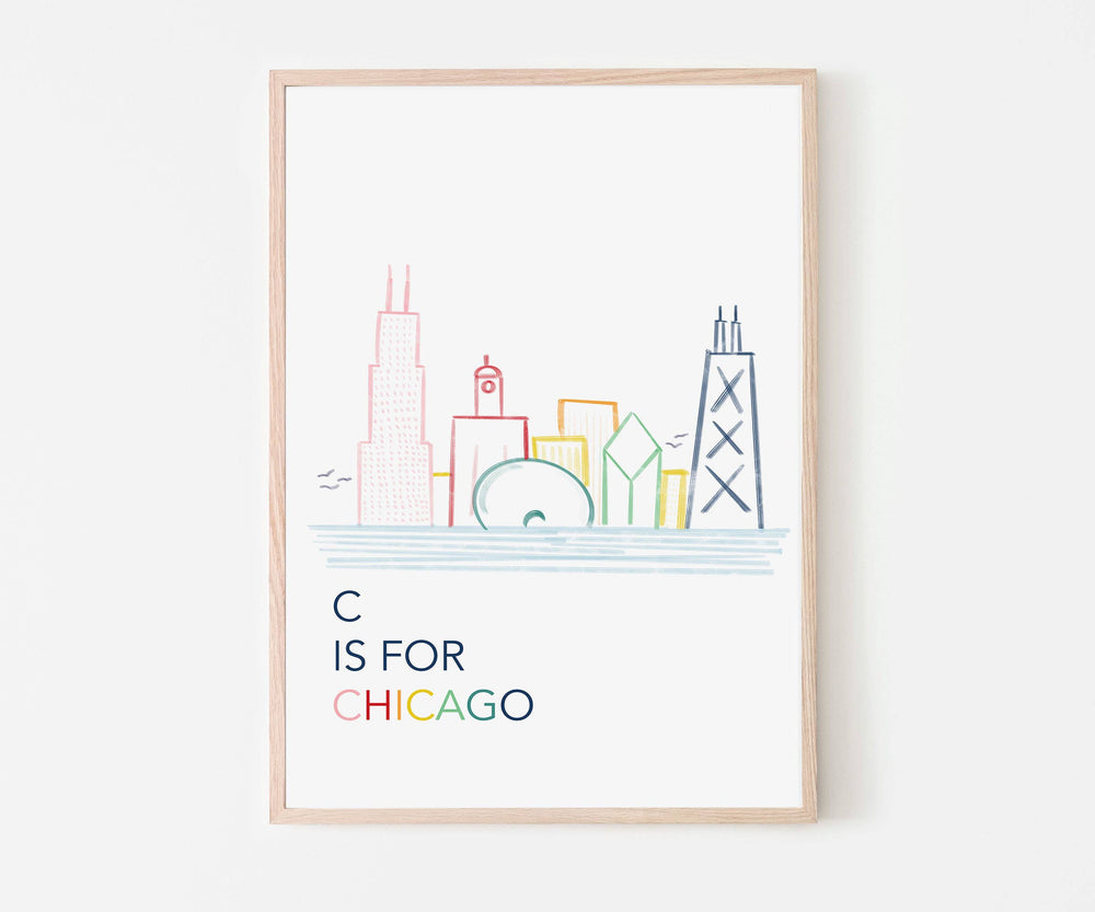 C is for Chicago Skyline Art Print