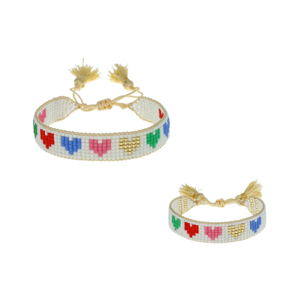 Mini & Me: Rainbow Hearts Bracelet Set