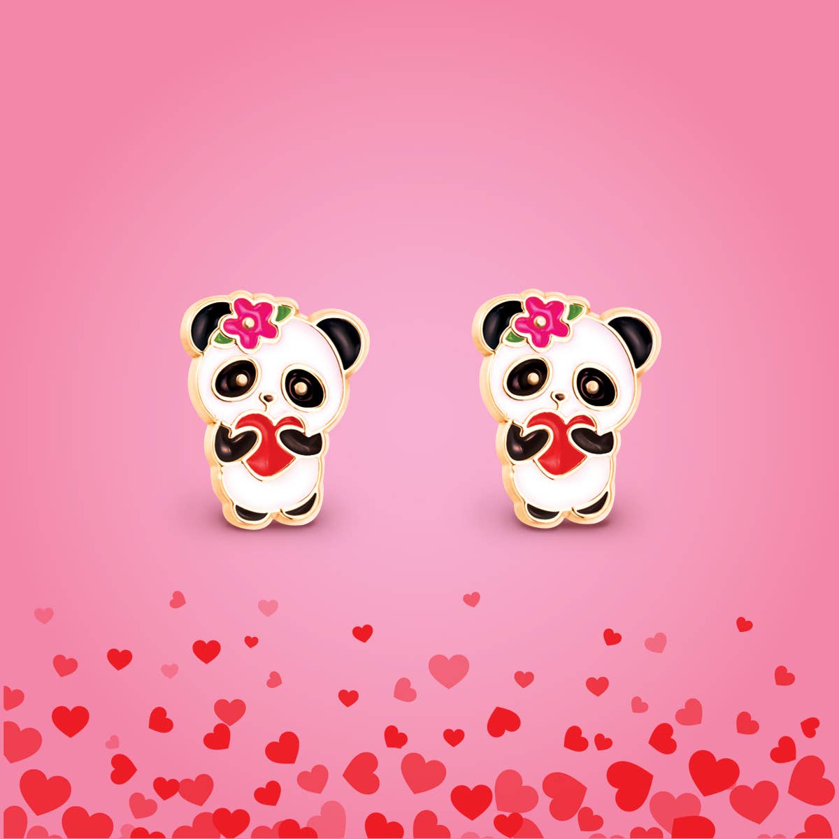 Panda Love Pierced Earrings
