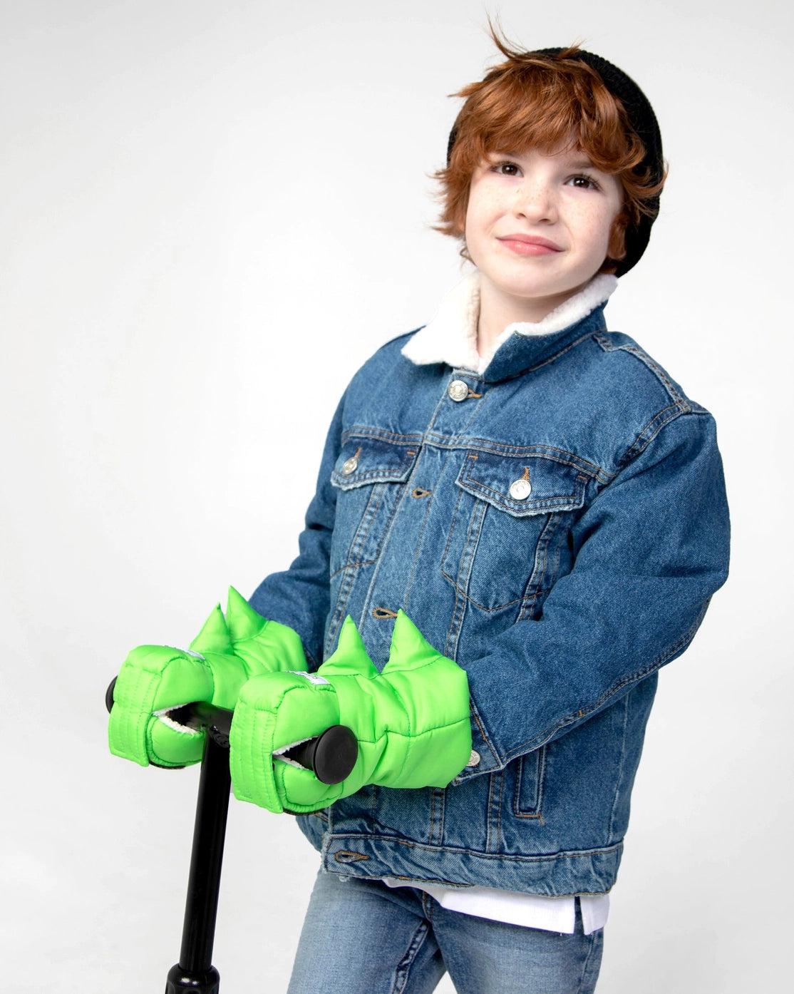 Kids' Scooter Muffs - Green Dinosaurs