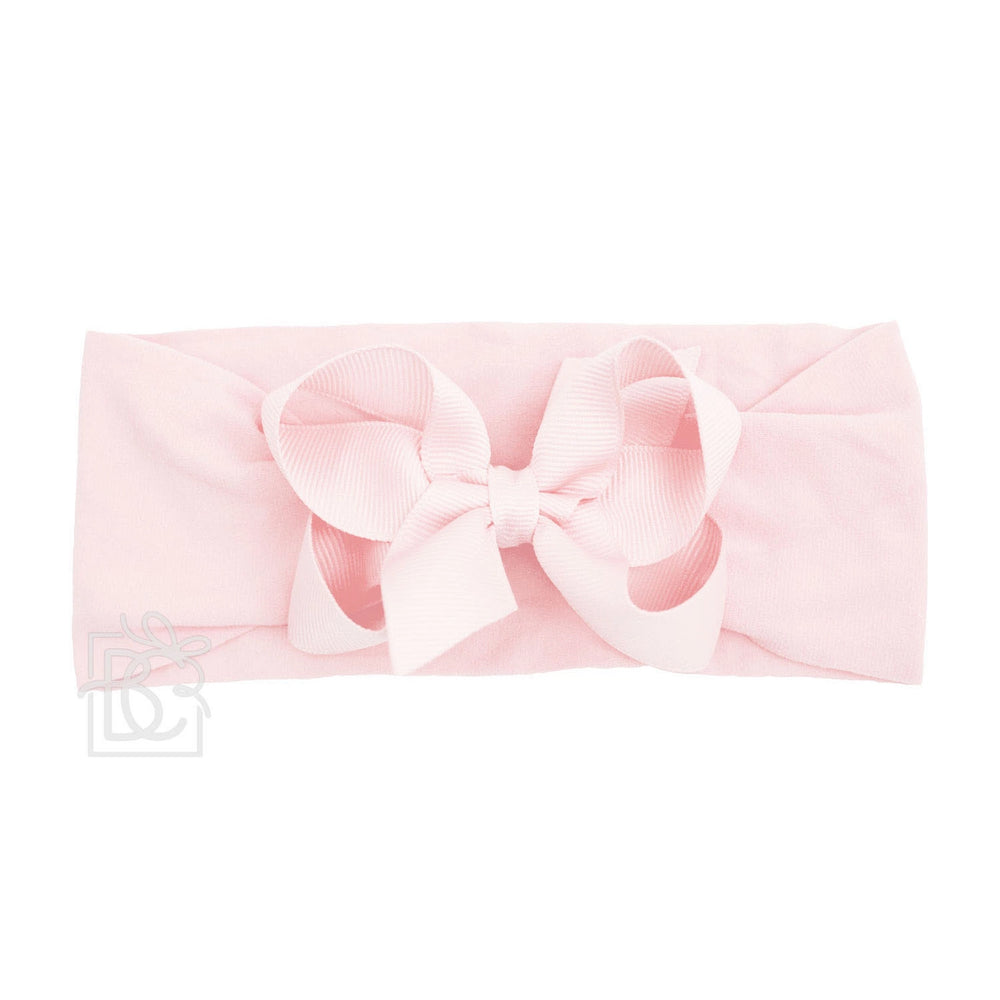 Wide Headband with 4.5" Signature Grosgrain Bow - Light Pink