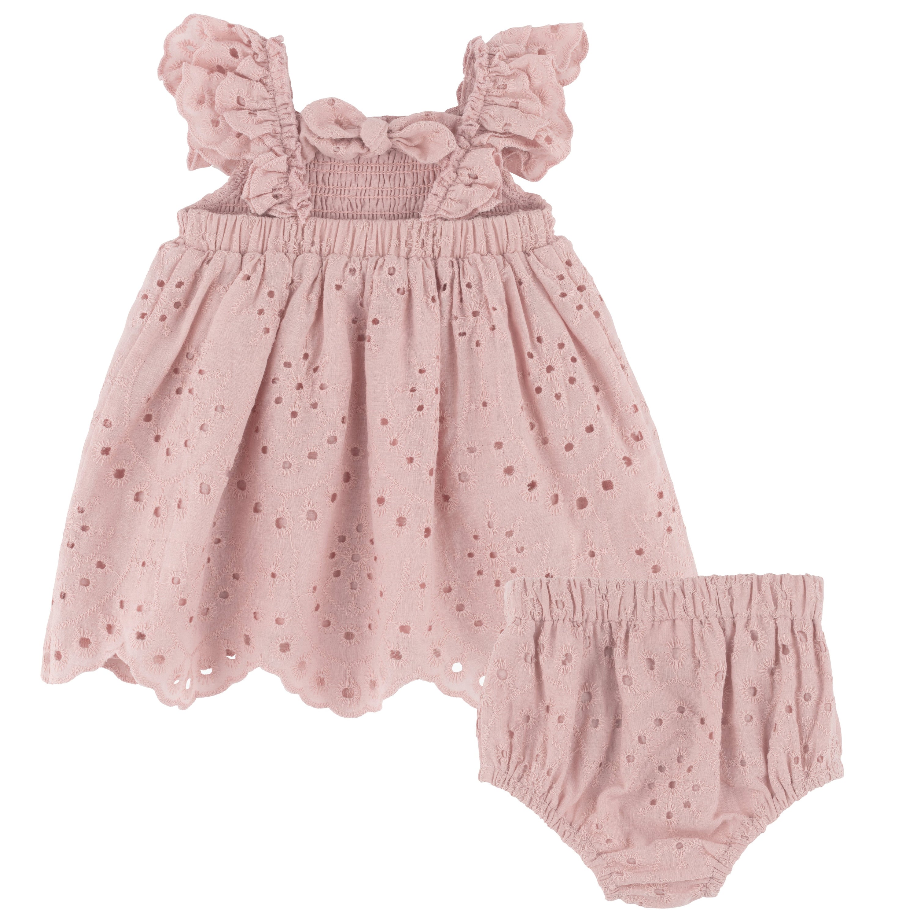 Pink Broderie Dress + Diaper Cover