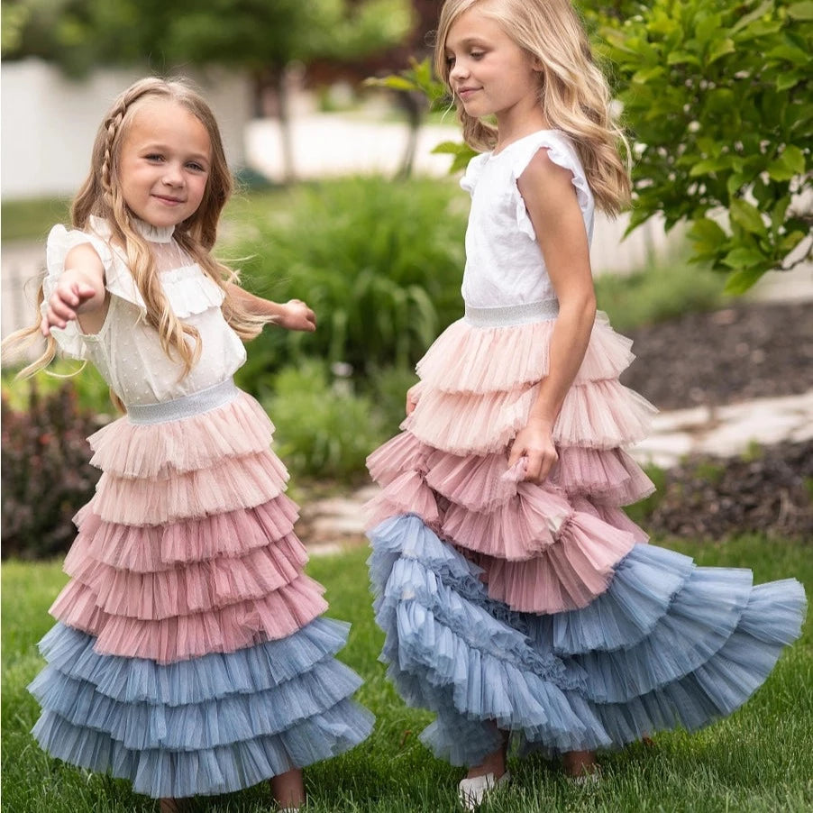 Dusty Pink & Blue Ombre Tulle Skirt