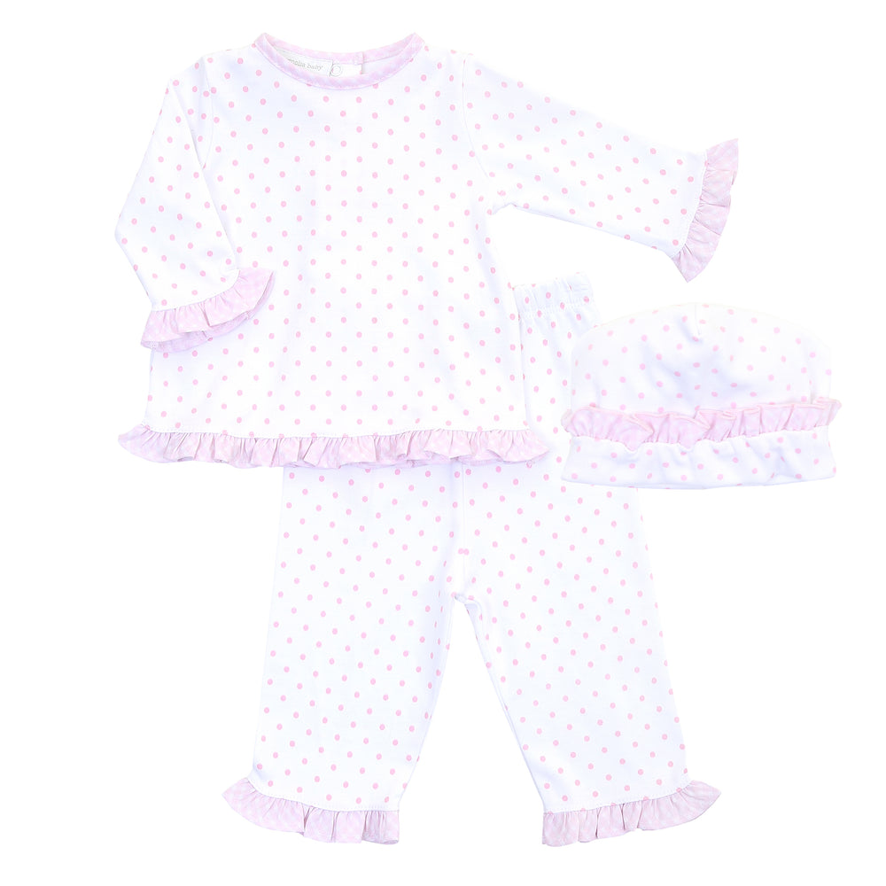 Gingham Dots Ruffle Pants Set + Ruffle Hat