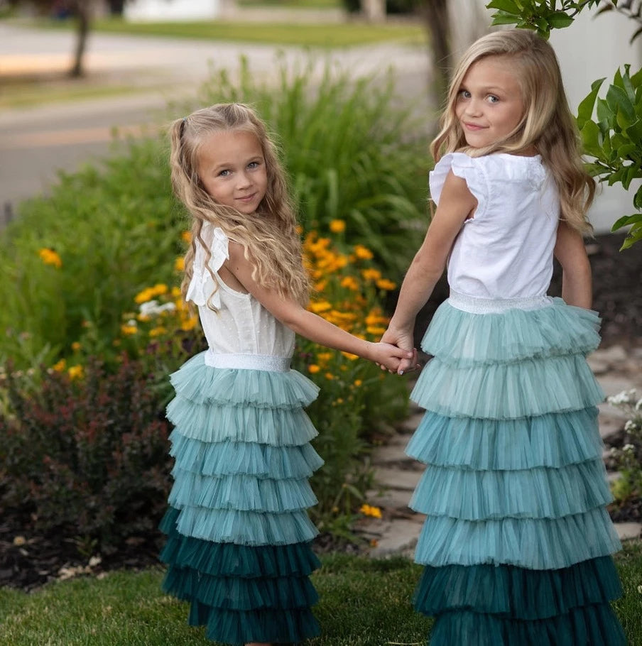 Teal Ombre Tulle Skirt