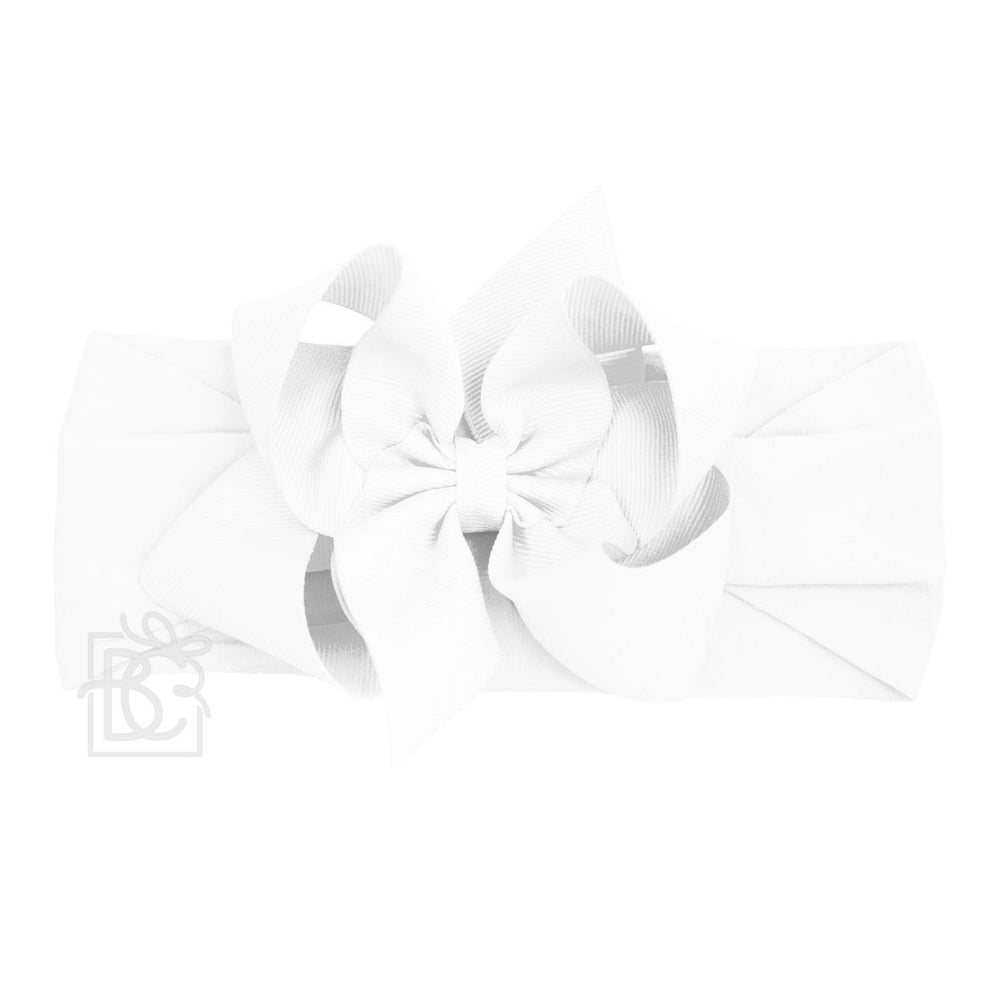 Wide Headband with 4.5" Signature Grosgrain Bow - White