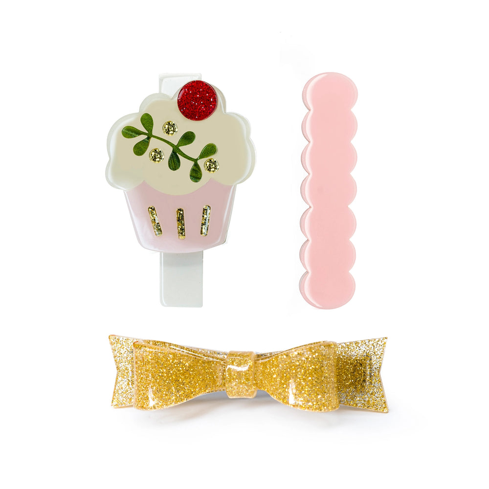 Christmas Cupcake Alligator Clips (Set of 3)