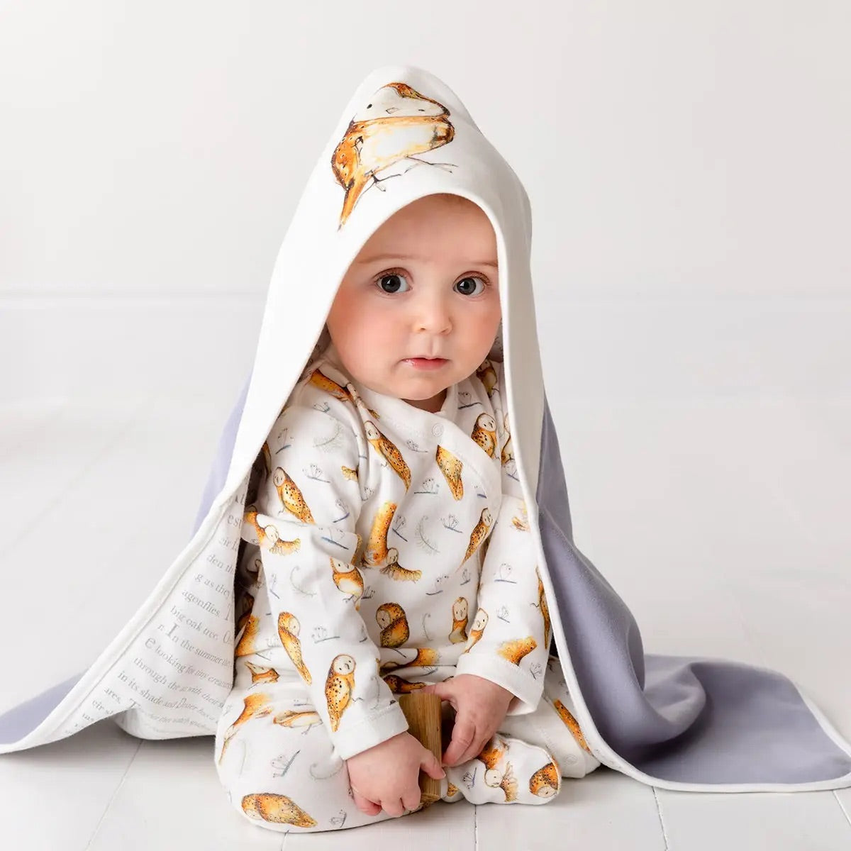 Olive Owl Hooded Baby Blanket
