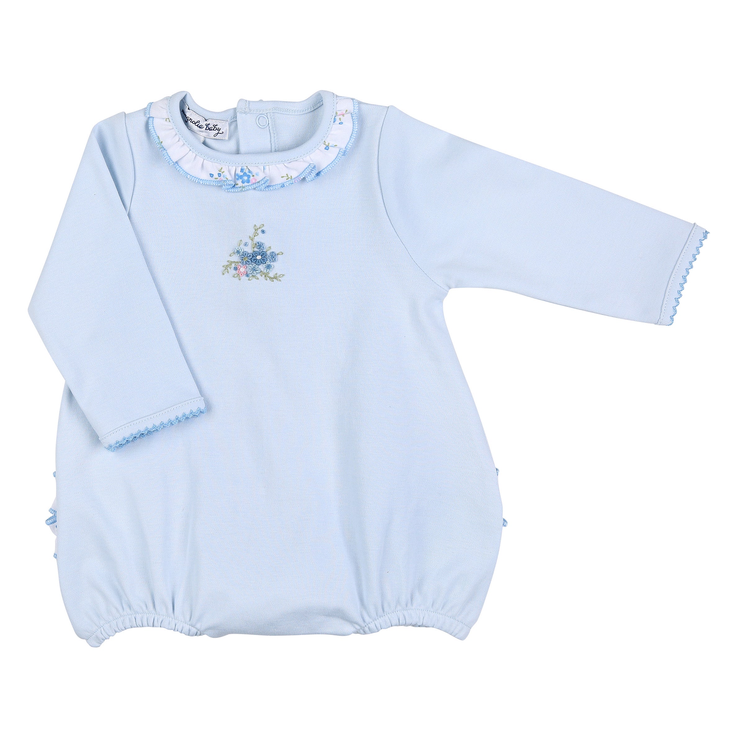 Magnolia Baby Samantha's Classics Embroidered Ruffle Long Sleeve Toddler Bubble