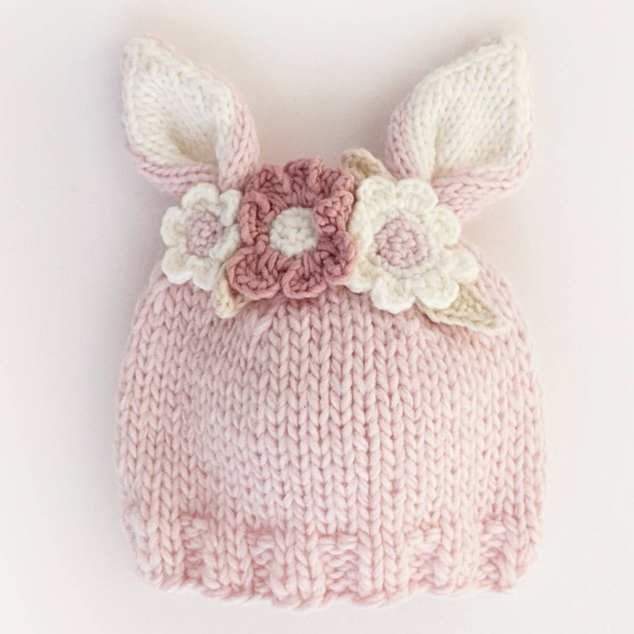 Flower Easter Bunny Hat - Blush