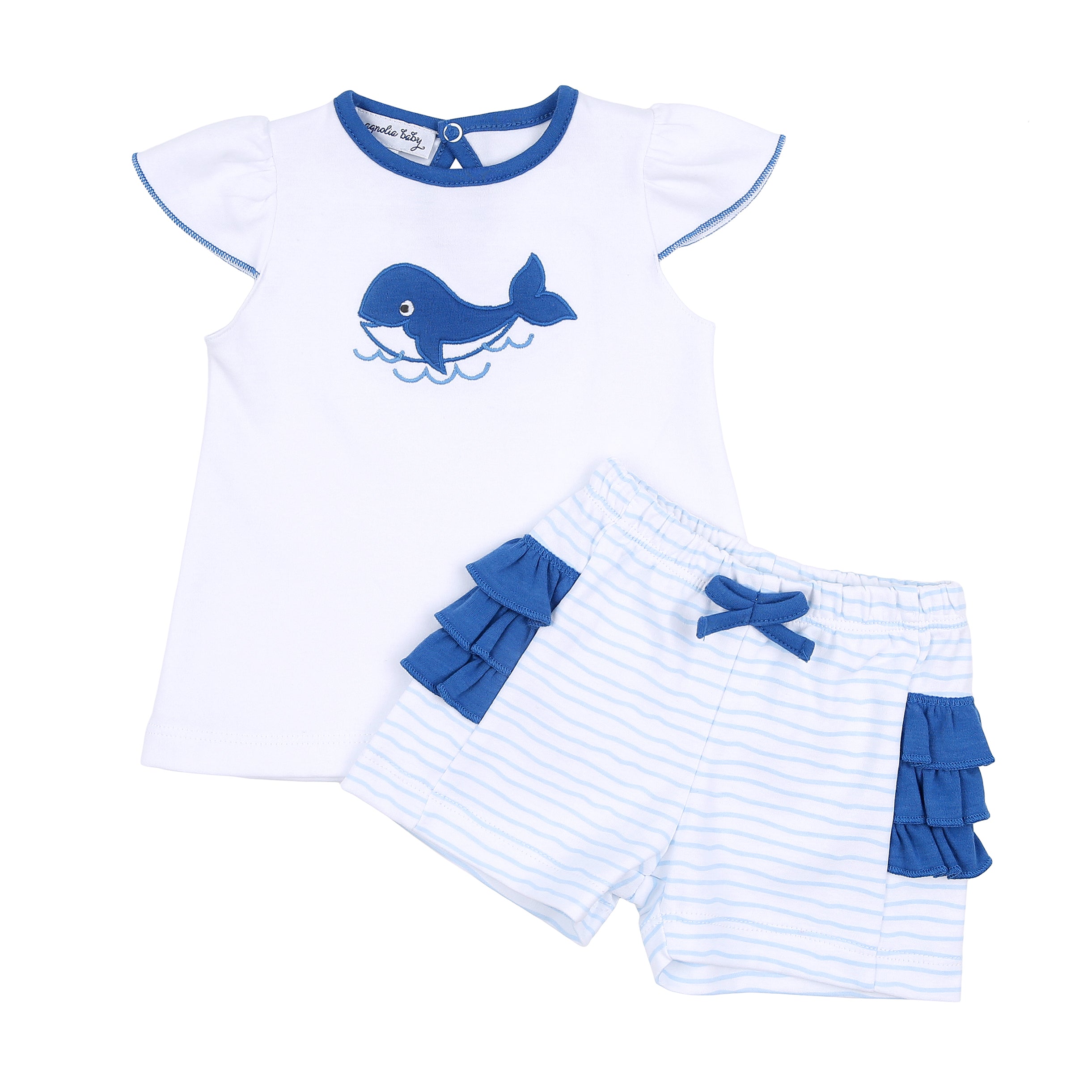 Blue Whale Toddler Girl Short Set