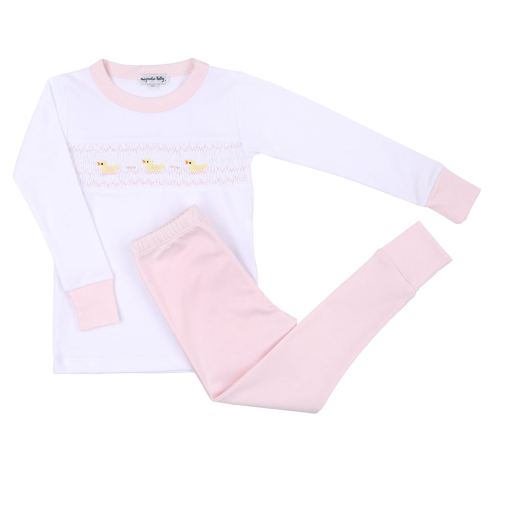 Just Ducky Classics Smocked Long Pajamas - Pink