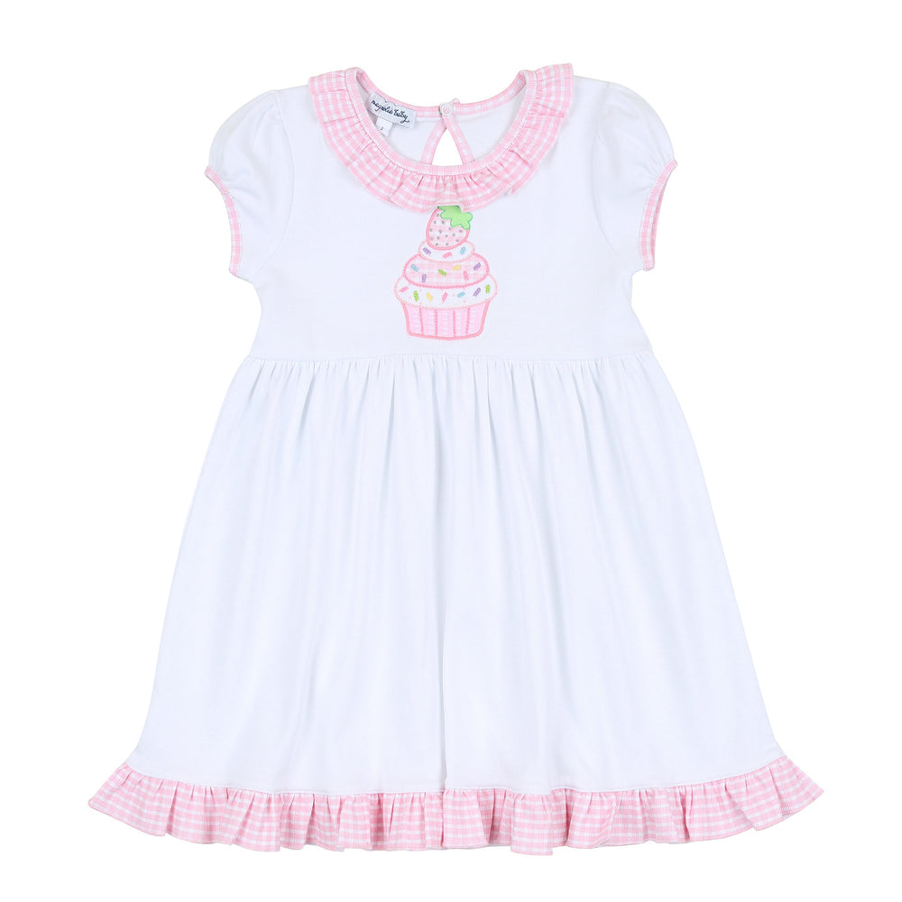 Magnolia Baby Pink Strawberry Cupcake Combo Short Sleeve Toddler Dress