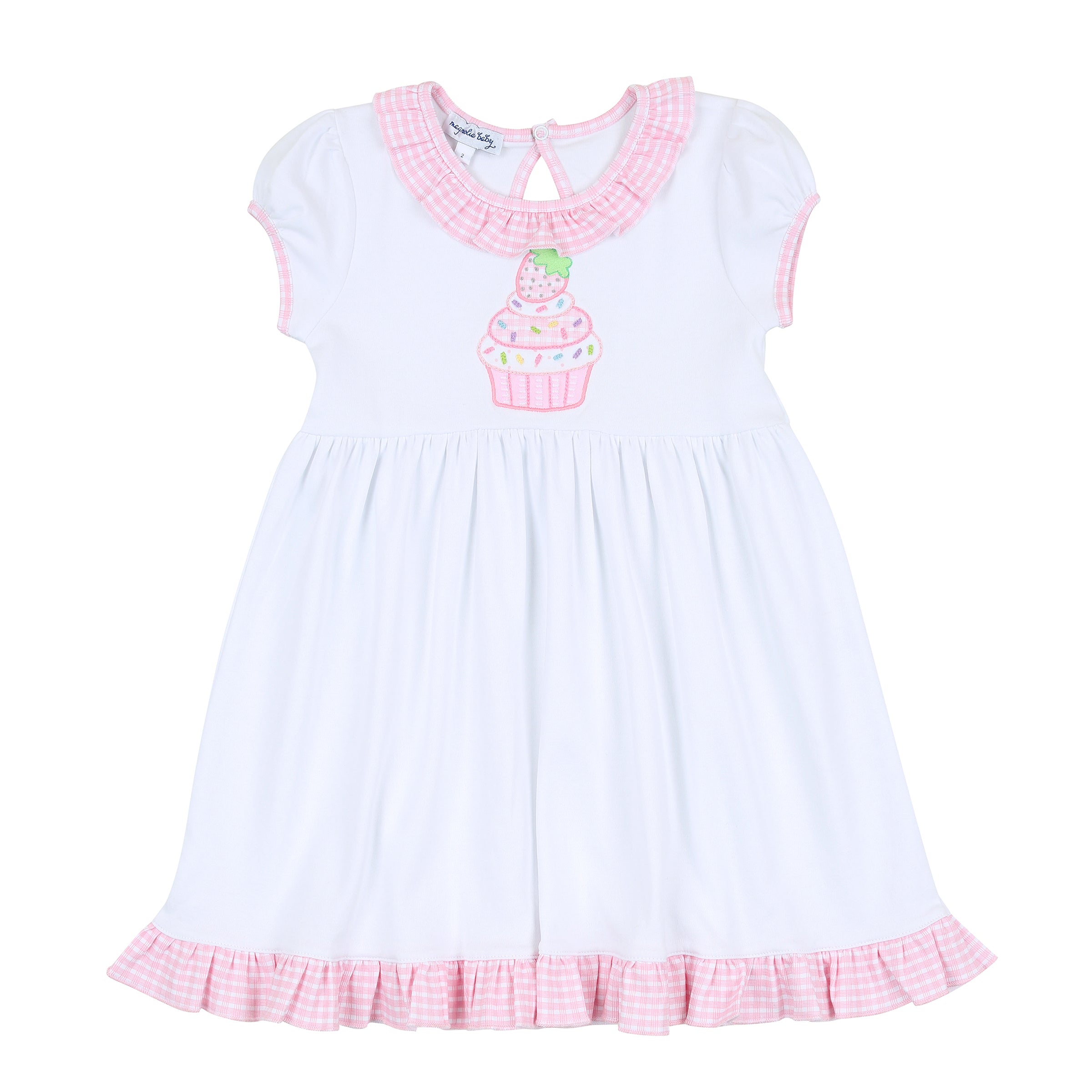 Magnolia Baby Pink Strawberry Cupcake Combo Short Sleeve Toddler Dress