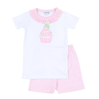 Magnolia Baby Pink Strawberry Cupcake Combo Ruffle Short Pajamas