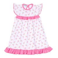 Magnolia Baby Pink Tiny Sailboat Printed Ruffle Flutters Toddler Dress