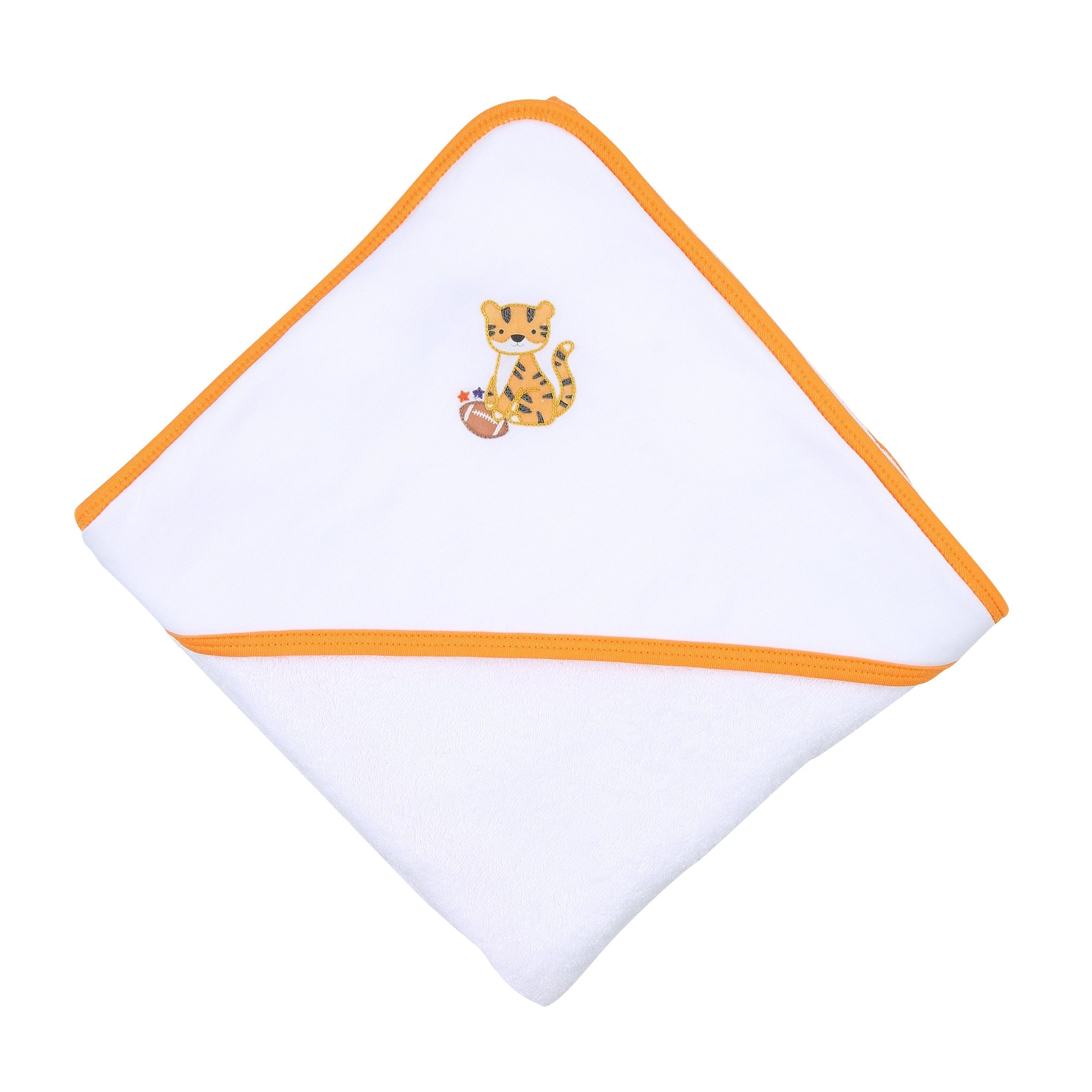 Tiger Football Hooded Towel - Orange/Purple