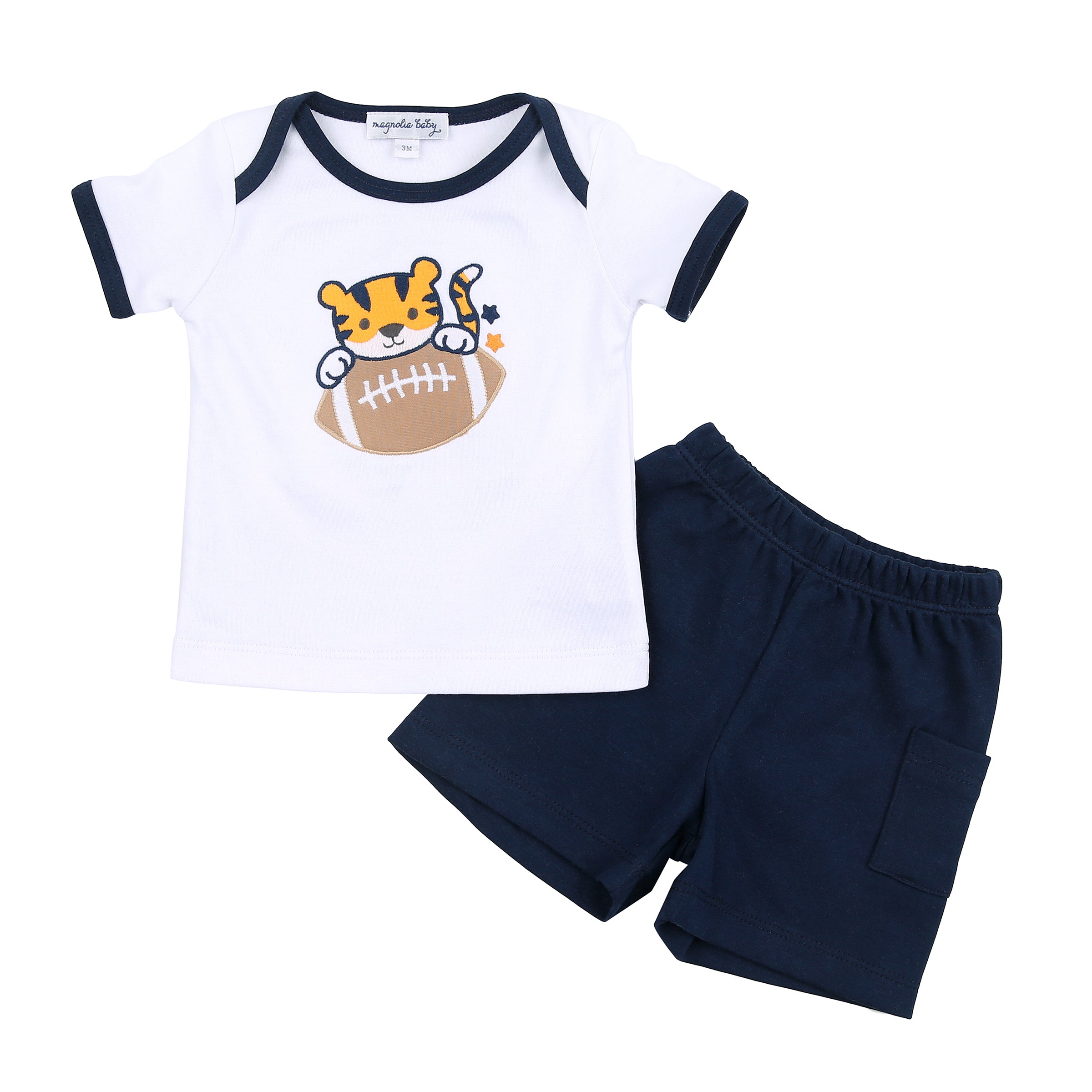 Tiger Football Boy Short Set - Navy/Orange