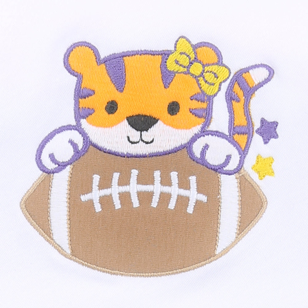 Tiger Football Ruffle Short Set - Purple/Gold